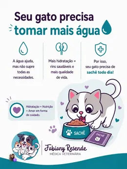 Post do Instagram explicando por que o gato precisa tomar mais água